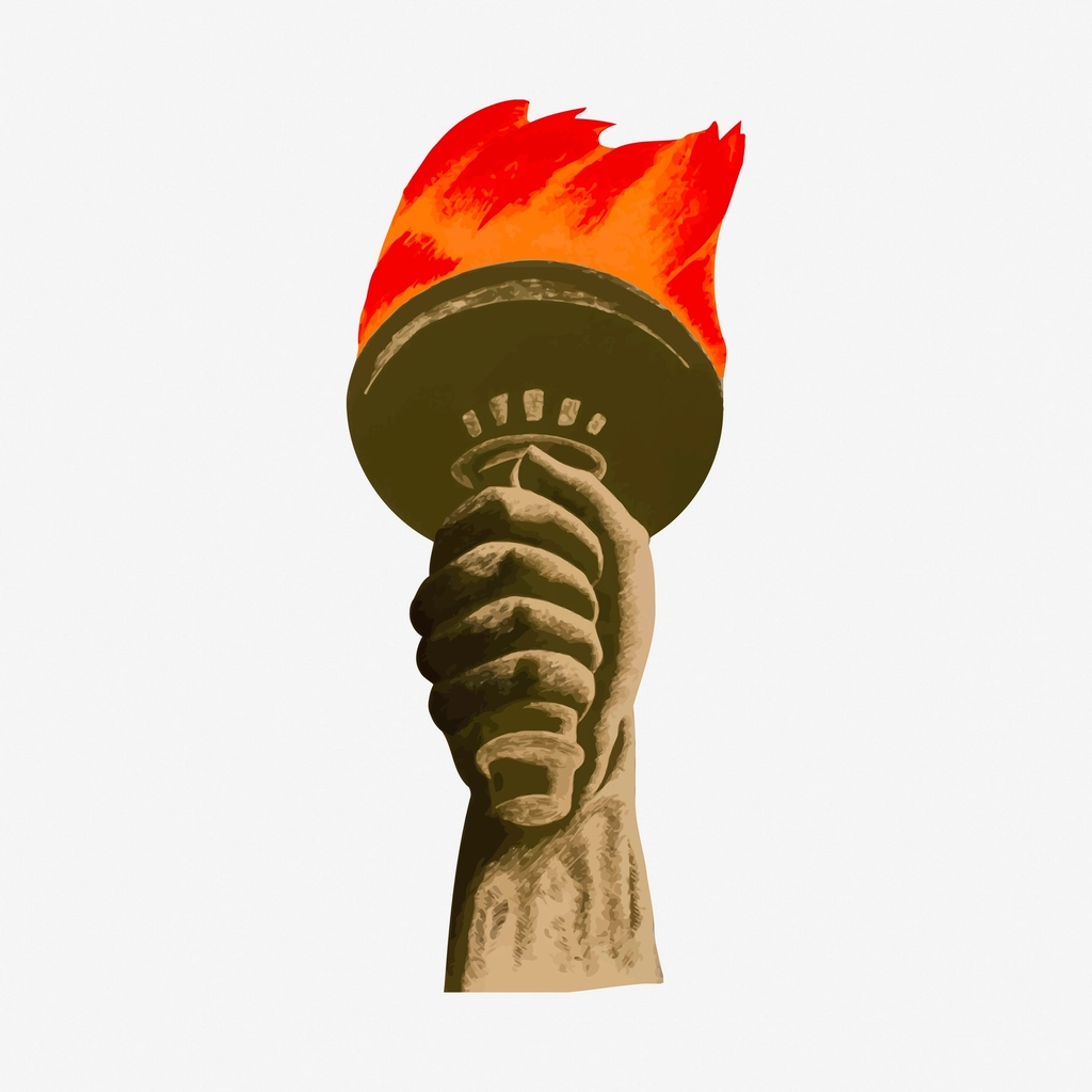 Vintage democracy torch hand drawn