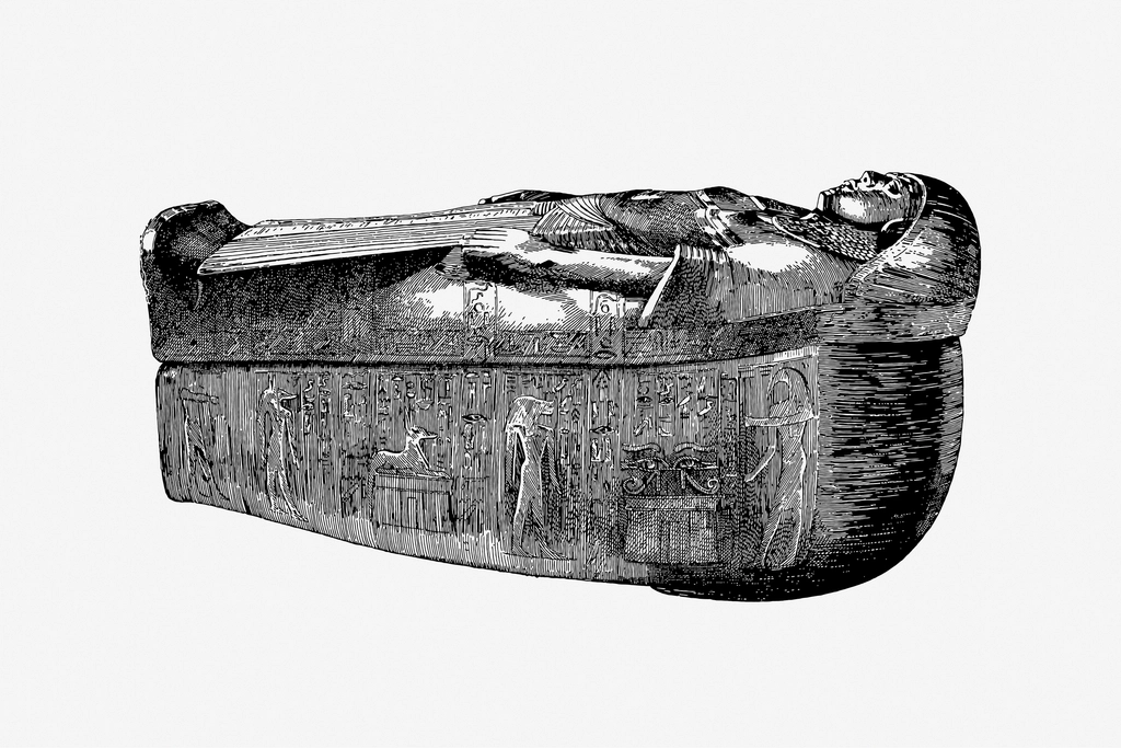Vintage Egyptian sarcophagus line art