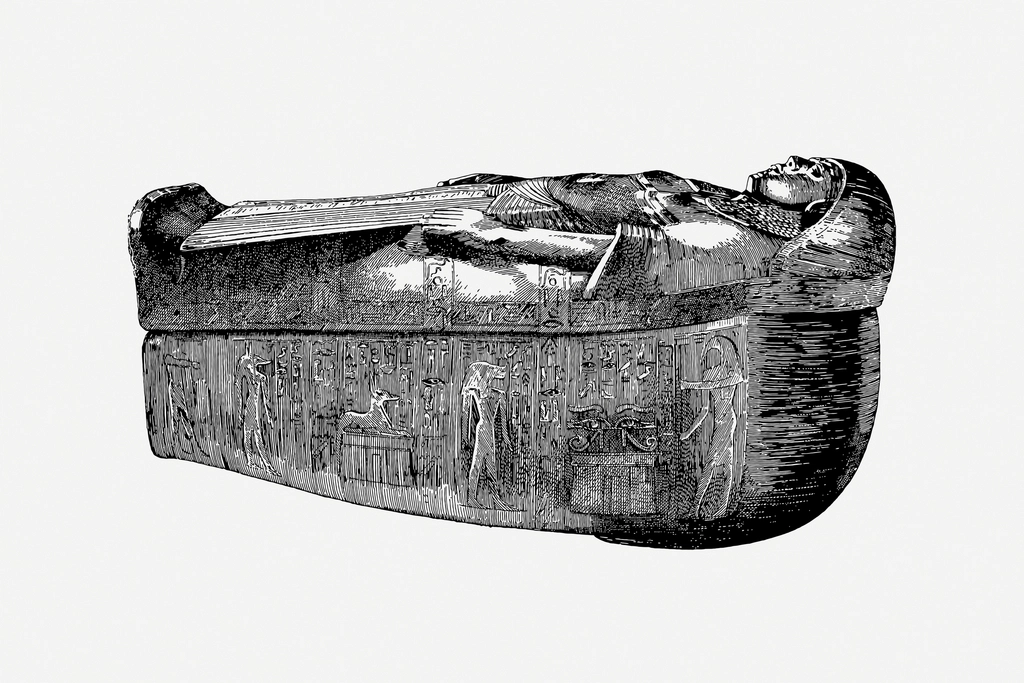Vintage Egyptian sarcophagus line art