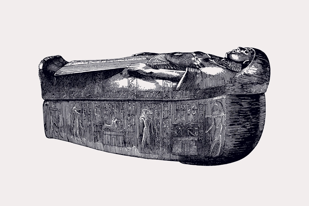 Vintage Egyptian sarcophagus line art