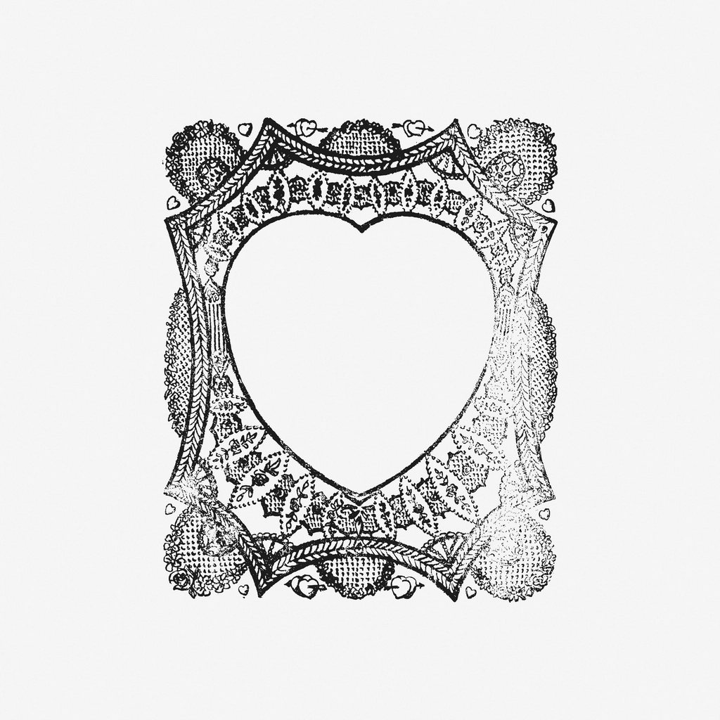Vintage heart frame hand drawn