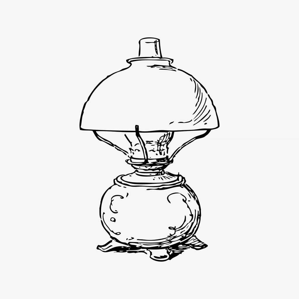 Vintage lamp clipart, drawing illustration