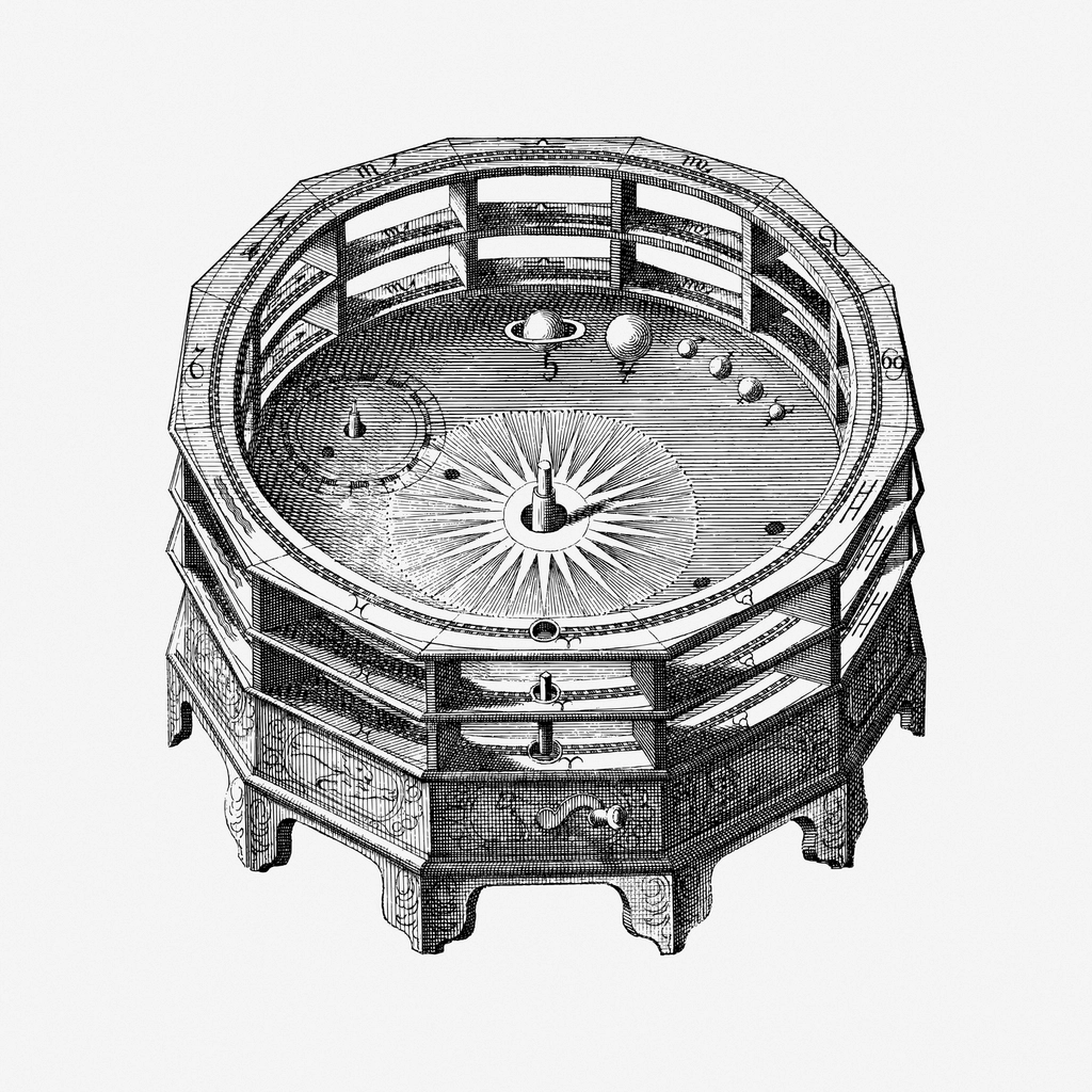 Vintage planetarium hand drawn illustration