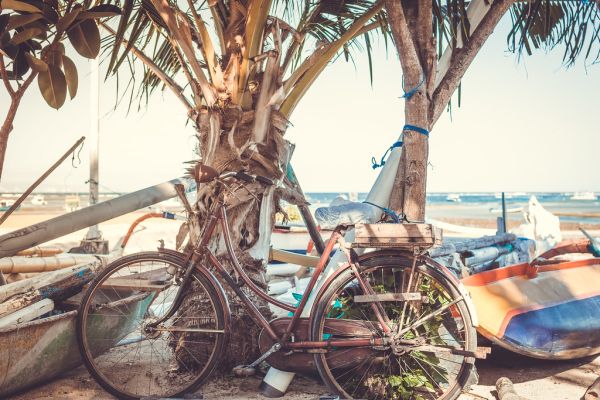 Vintage Retro Bicycle on the beach.