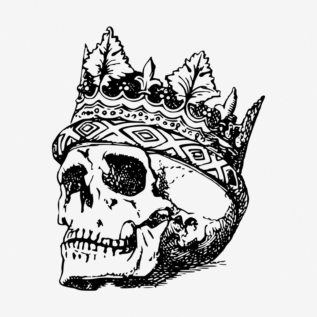 Vintage royal skull hand drawn