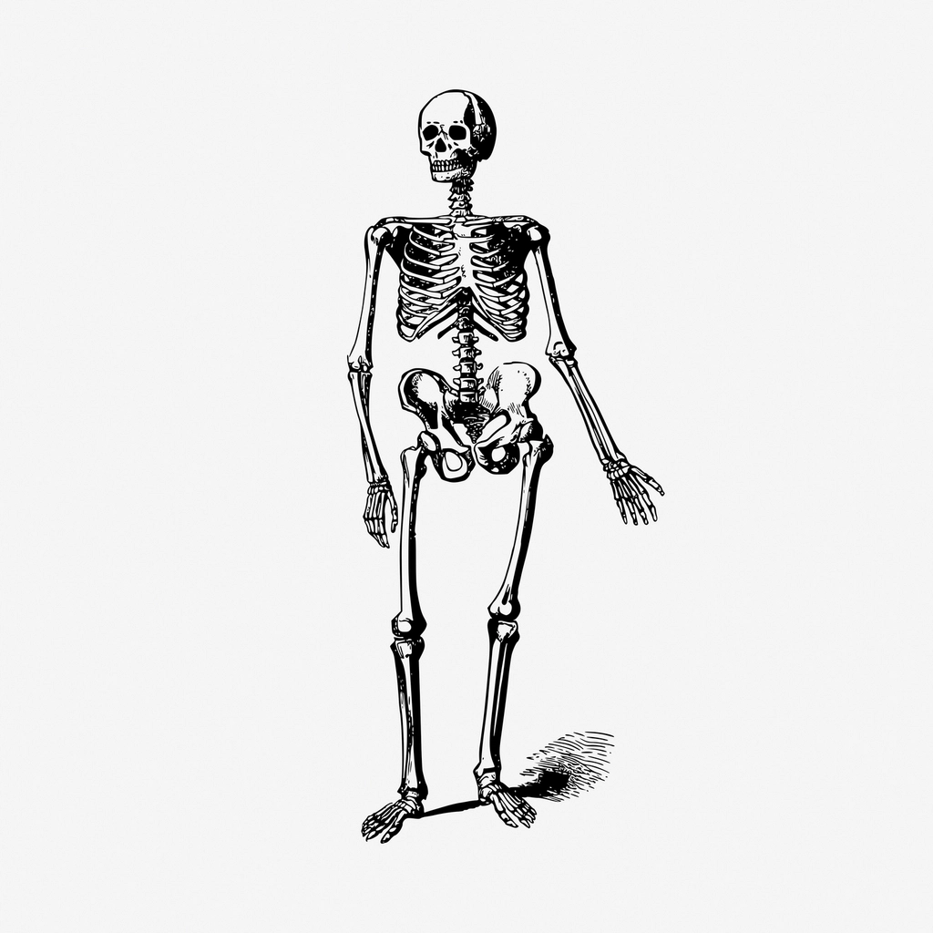 Vintage skeleton hand drawn illustration