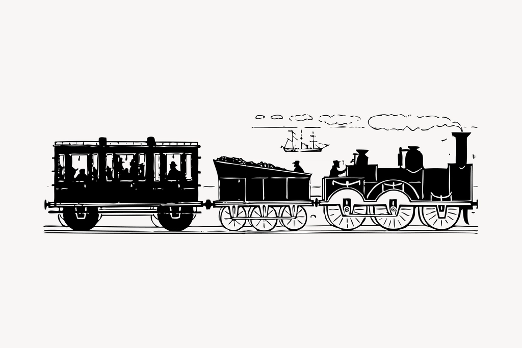 Vintage train hand drawn clipart