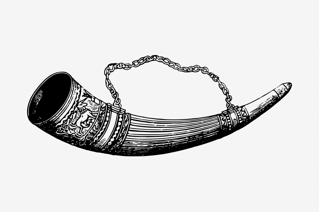 Vintage viking horn hand drawn