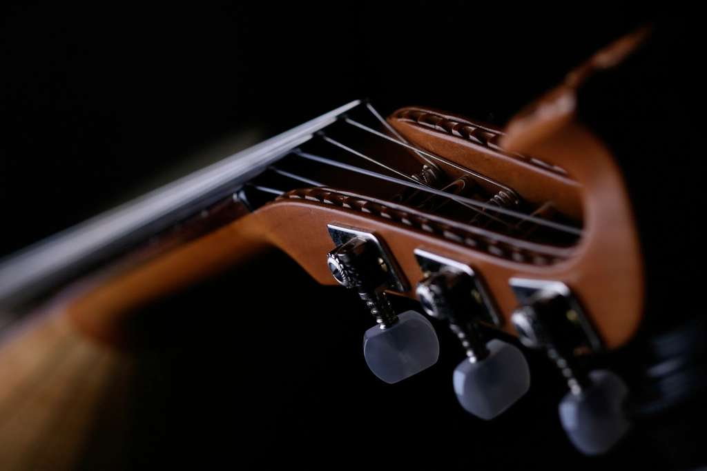 Violin head, musical instrument background