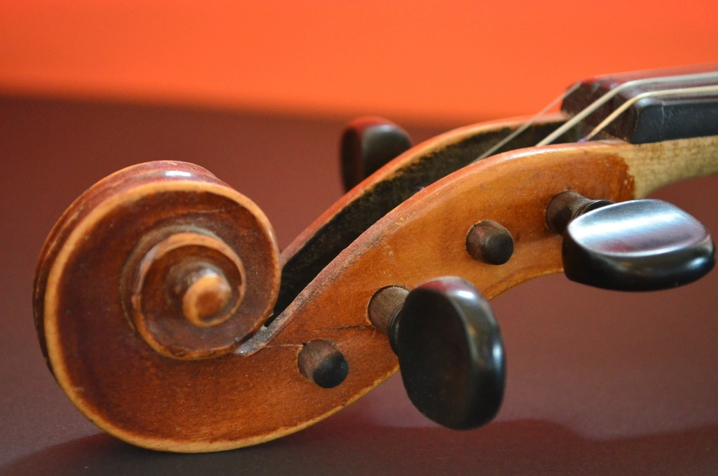 Violin head, musical instrument background