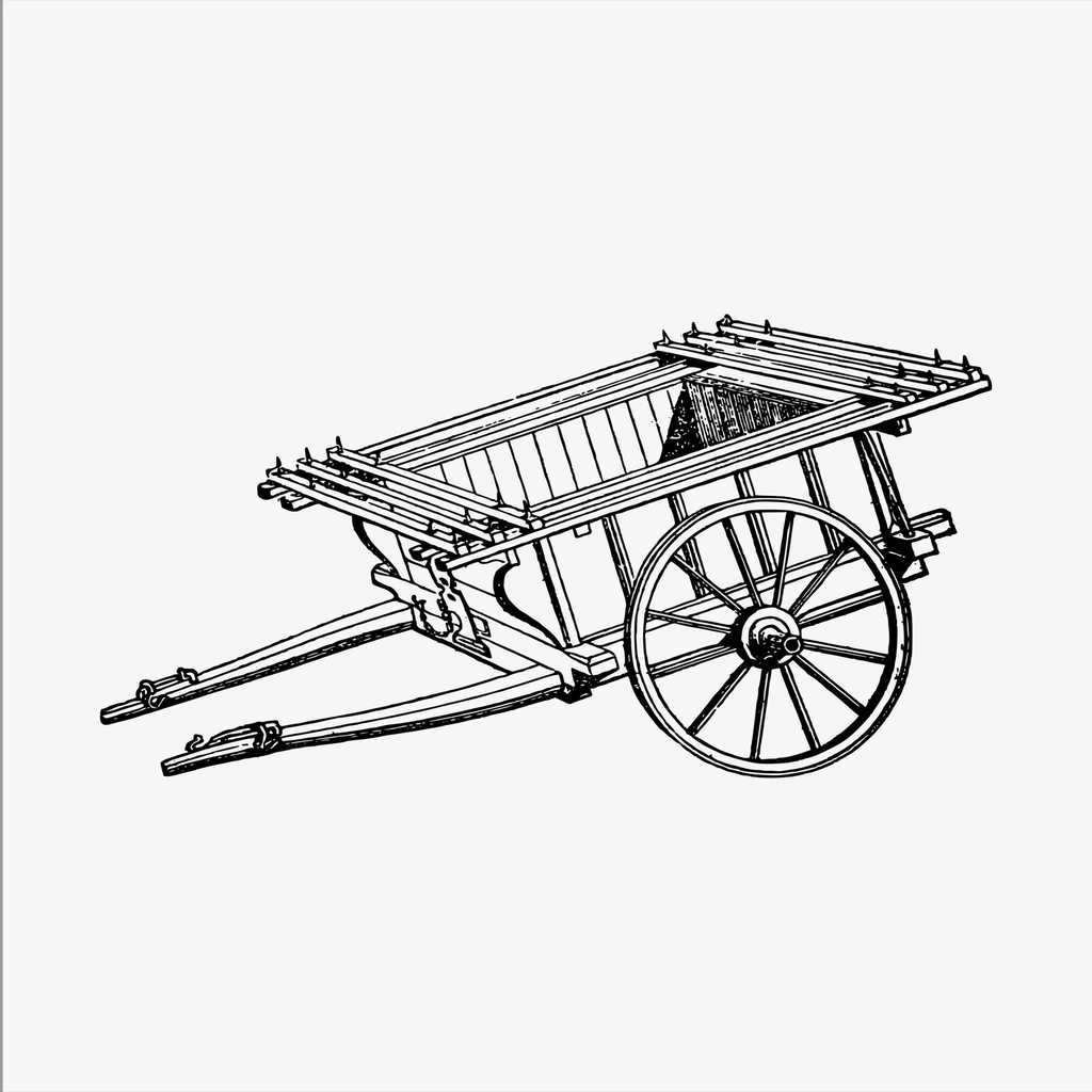Wagon clipart, vintage hand drawn