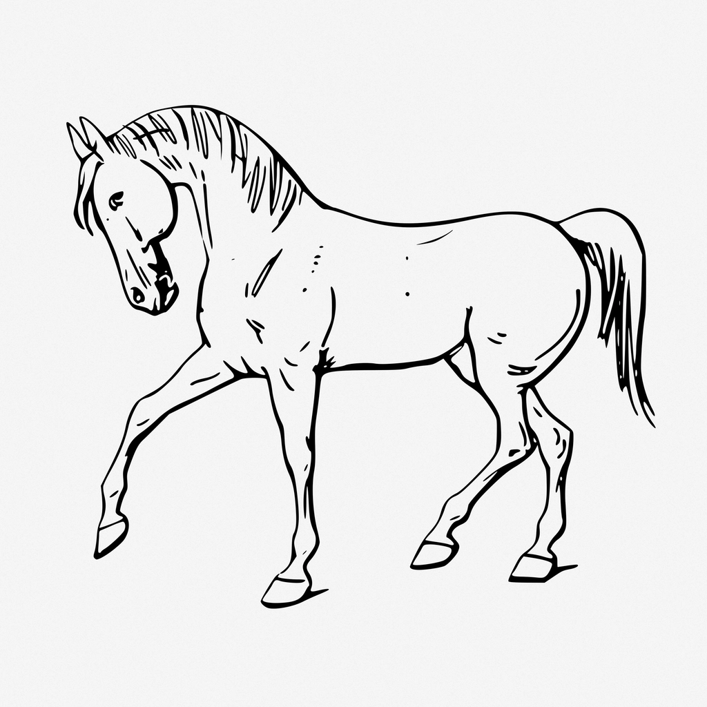 Walking horse line art, animal