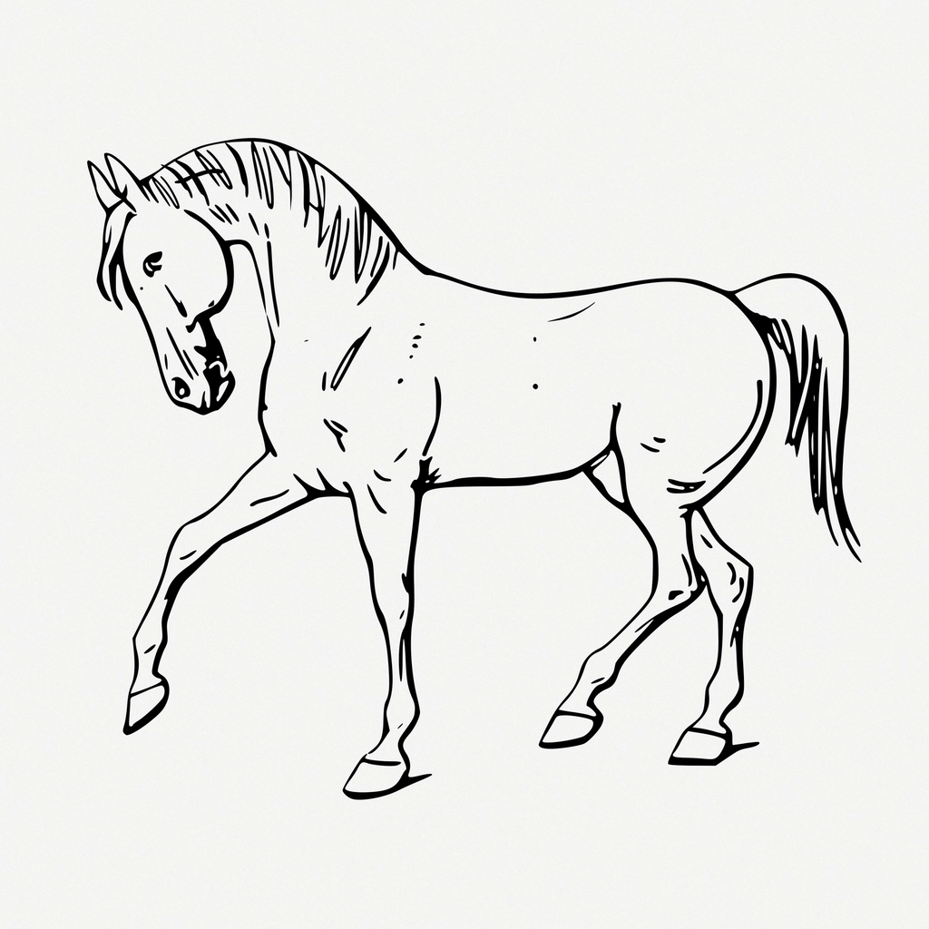 Walking horse line art, animal