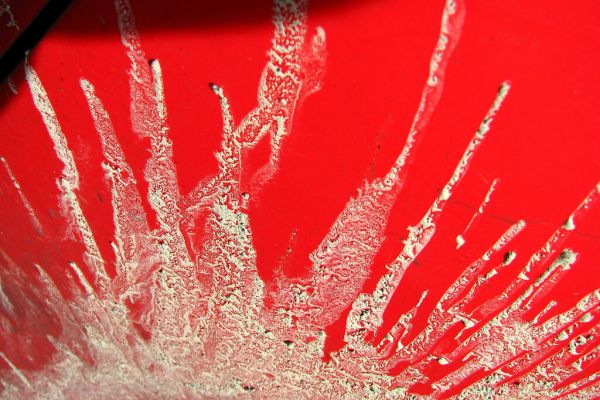 white splat on red