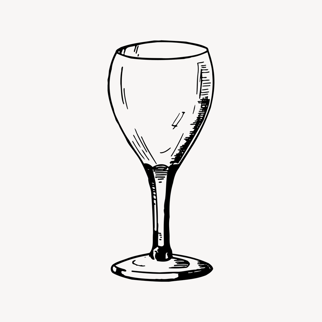 Wine glass clipart, drawing illustration