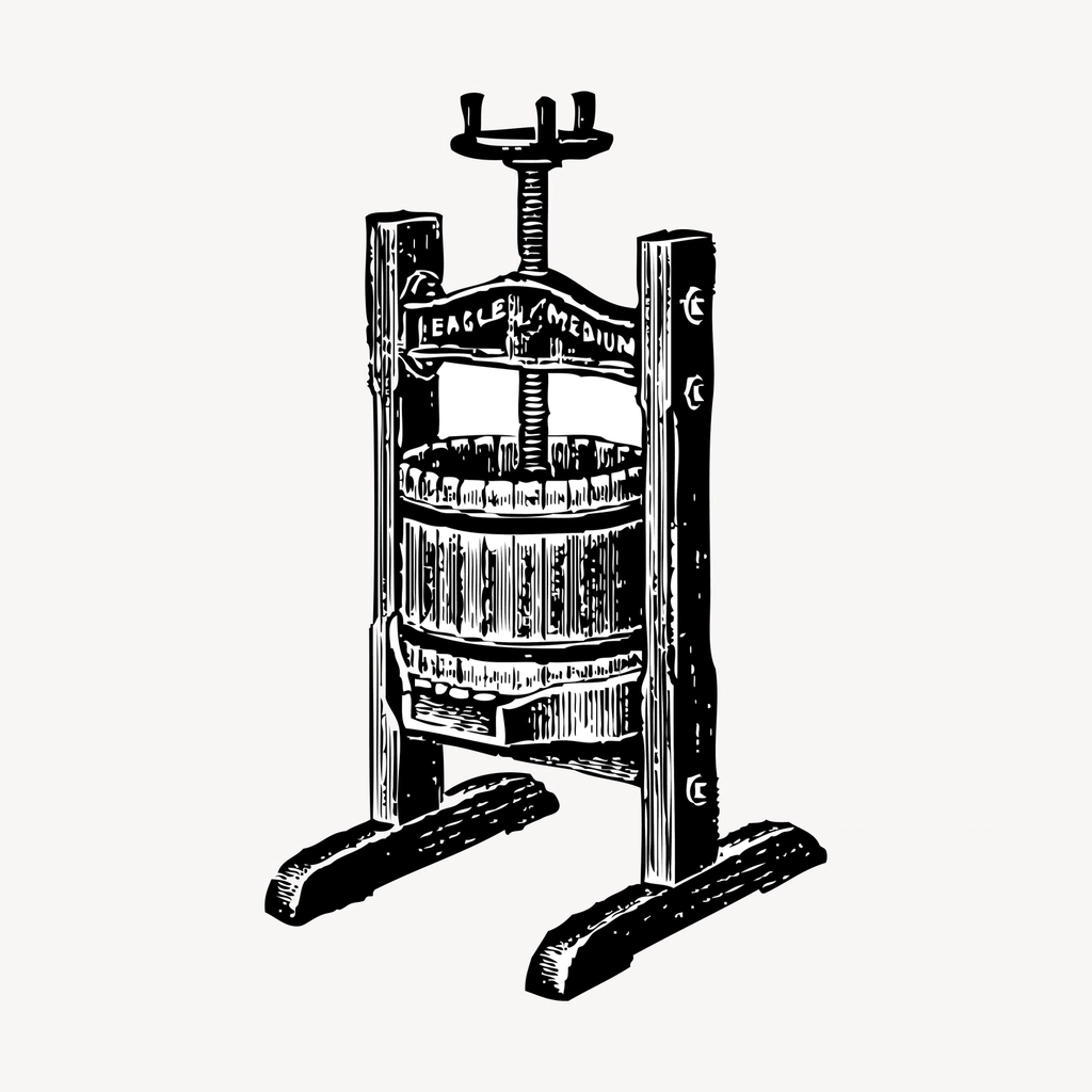 Wine press hand drawn clipart