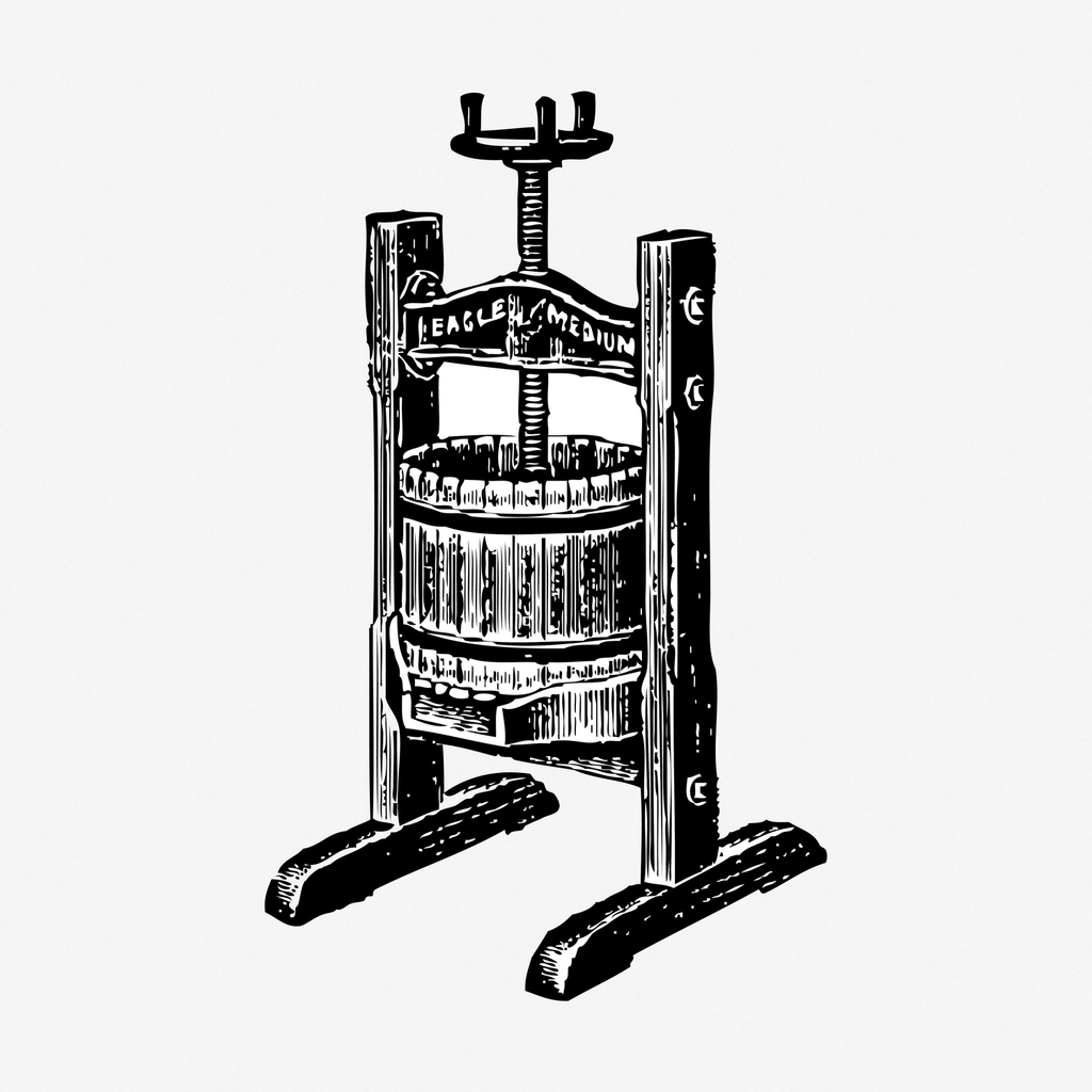 Wine press hand drawn illustration