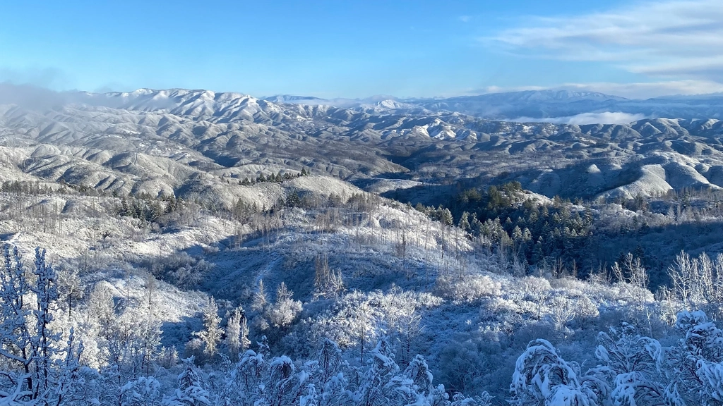 Winter snow mountain, aesthetic landscape