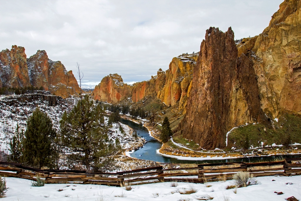 Winter snow, Smith Rock, Oregon