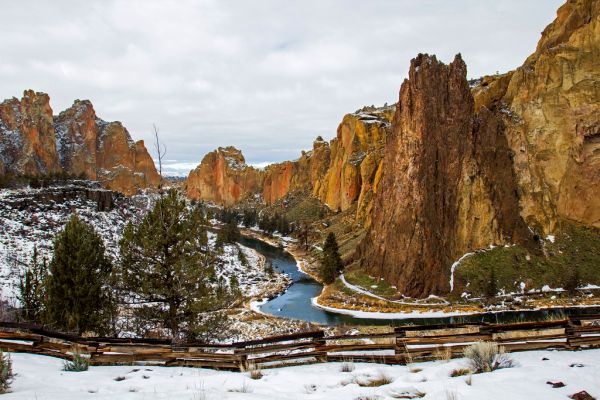 Winter snow, Smith Rock, Oregon