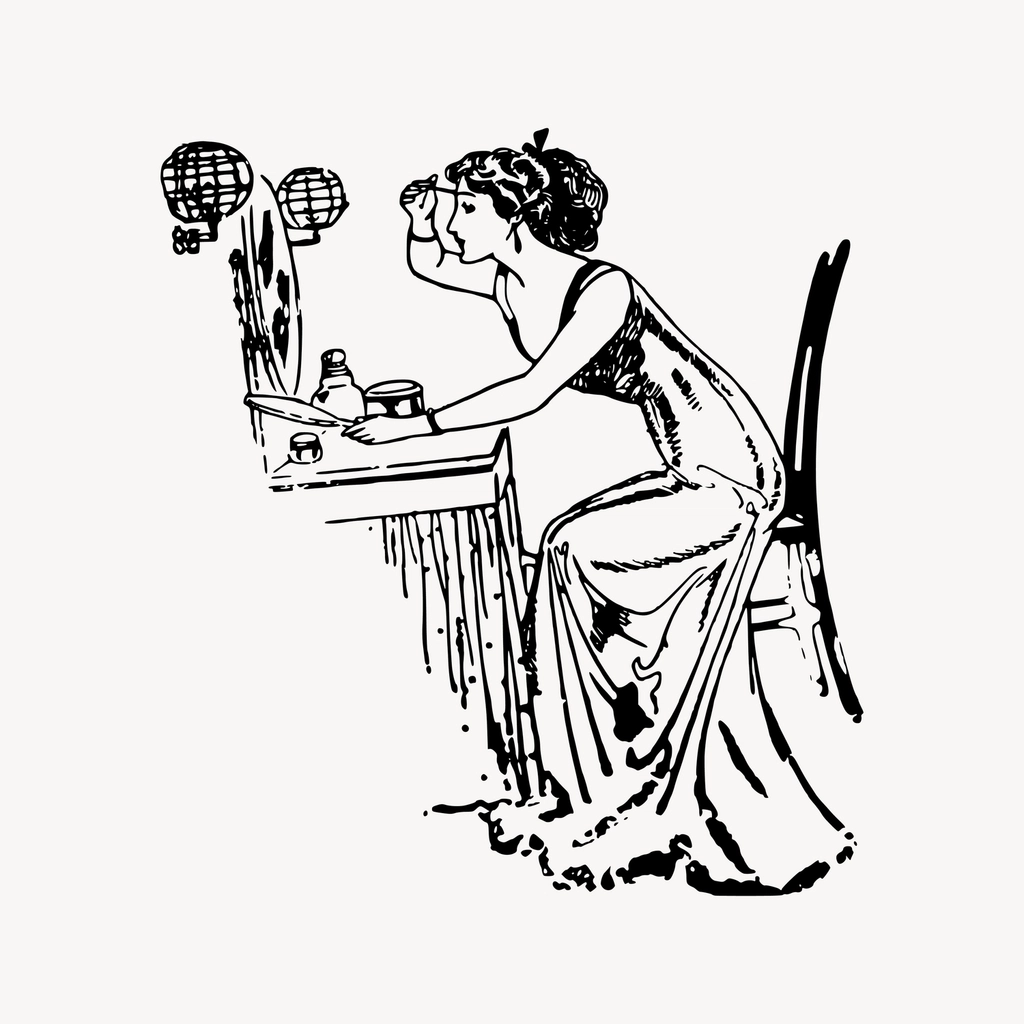 Woman applying makeup clipart, drawing