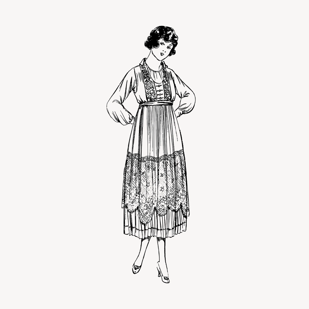 Woman long dress clipart, drawing