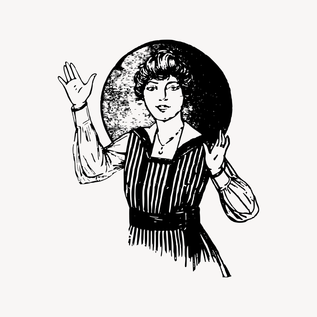Woman waving hands clipart, drawing