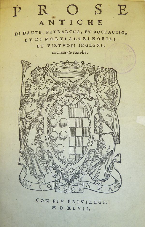 Woodcut coat of arms of Eleonora di Toledo, consort of Cosimo I, Grand-Duke of Tuscany (1522-1562)