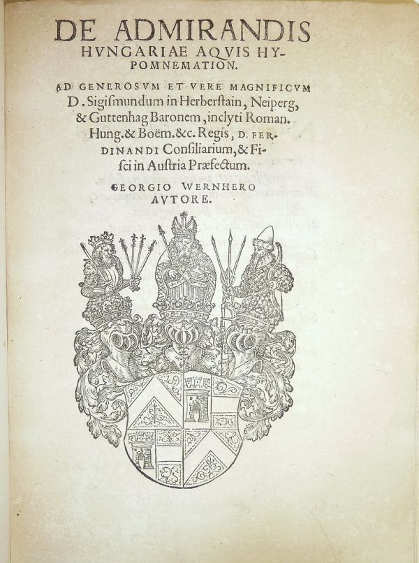 Woodcut coat of arms of Sigmund (or Sigismund), Freiherr von Herberstein. Used by Aegidius Aquila of Vienna