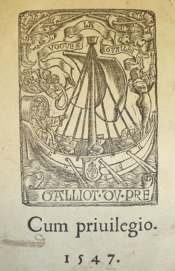 Woodcut device of Parisian printer Galliot Du Pré, d. 1561.