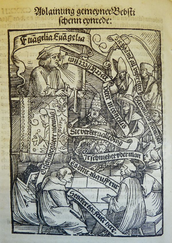 Woodcut illustration of a Protestant preacher used by Heinrich Stayner of Augsburg