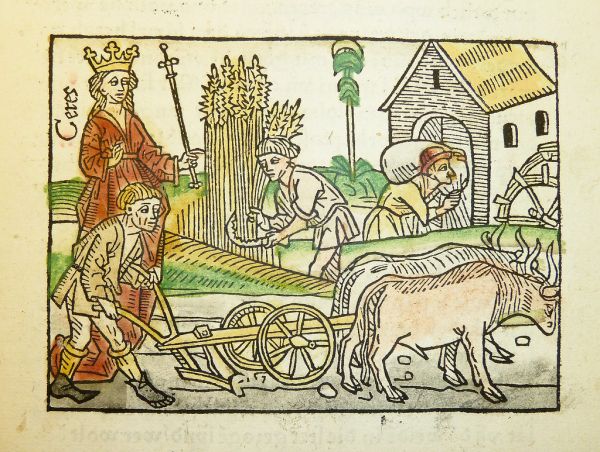 Woodcut illustration of Ceres