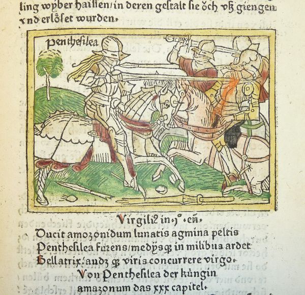 Woodcut illustration of Penthesilea