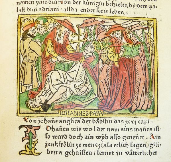 Woodcut illustration of Pope Joan