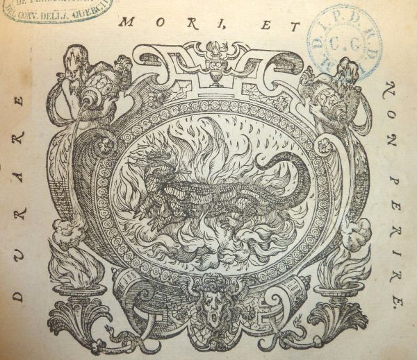 Woodcut salamander printer's device