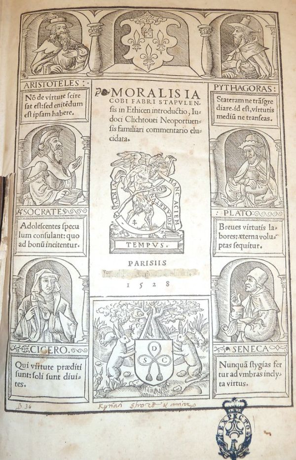Woodcut title-page border printed by Simon de Colines with signature of Ciriaco Strozzi