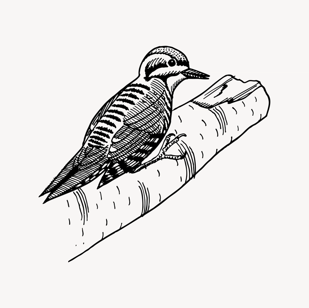 Woodpecker bird clipart, drawing illustration