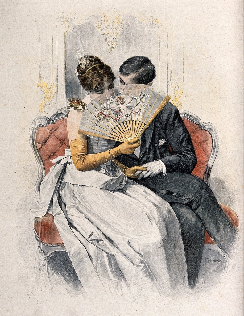 young loving couple sit sofa