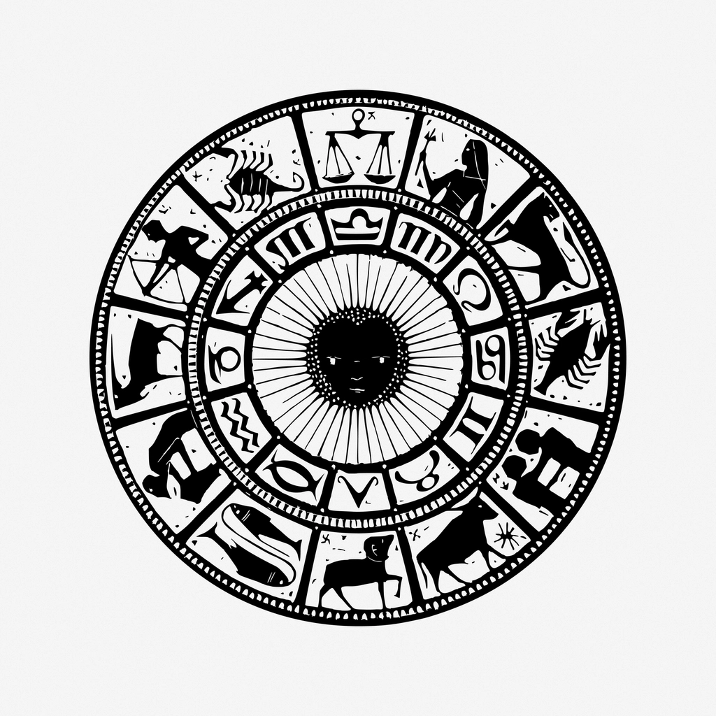 Zodiac wheel hand drawn illustration