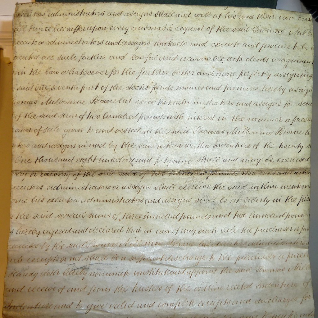 19th-century English legal document, possibly a contract between Henry Handy and Thomas Milbourne Blome, witnessed by Henry George Robinson, a solicitor who practiced at 6 Half-Moon Street, Piccadilly...