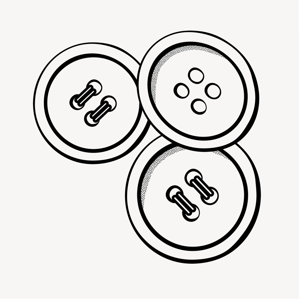 Buttons clipart, vintage hand drawn