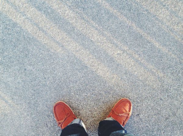 Feet in Cinnamon Moccasins
