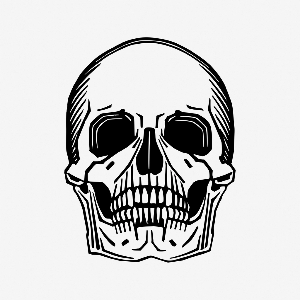 Halloween human skull hand drawn