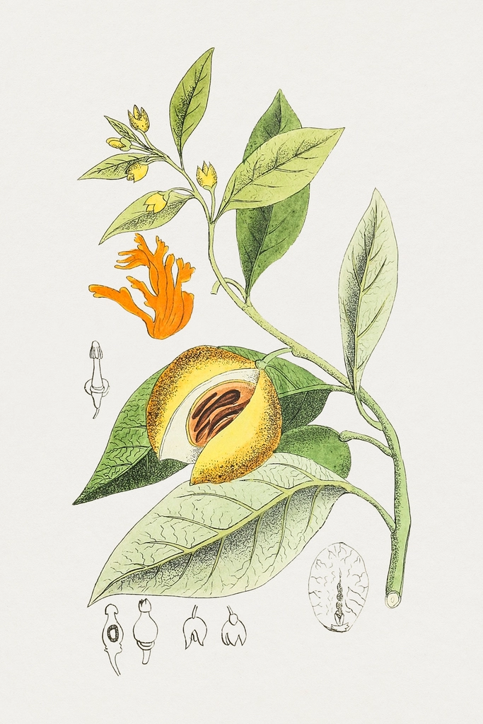 Hand drawn nutmeg tree