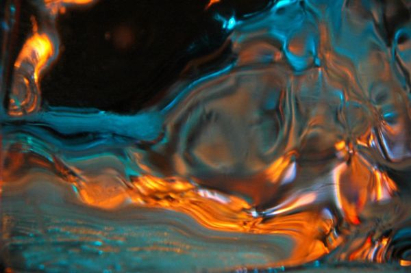 Ice abstract orange, blue, gray and black, Capitol Hill, Seattle, Washington, USA