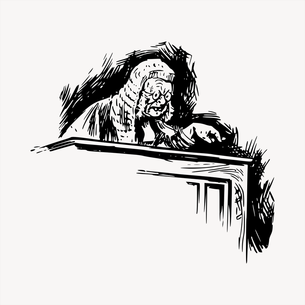 Judge clipart, vintage hand drawn