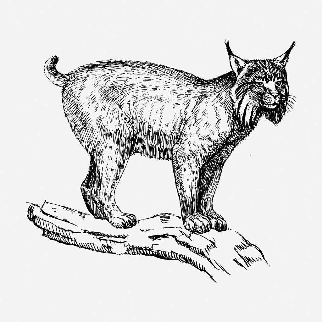 Lynx cat hand drawn illustration