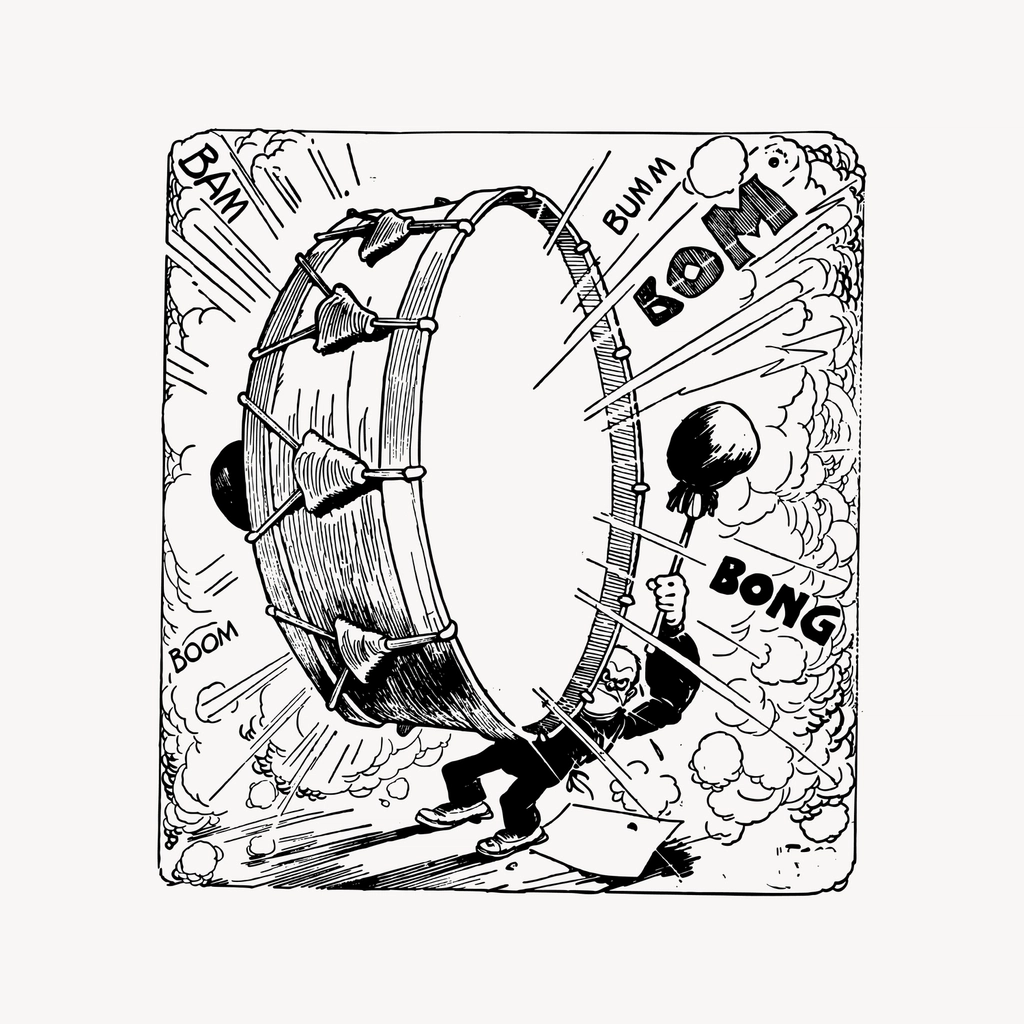 Noisy drummer clipart, drawing illustration