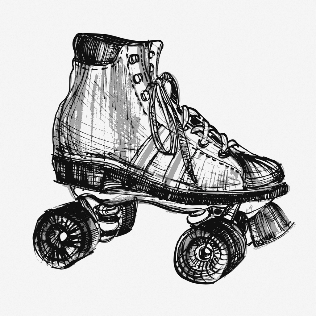 Roller skate hand drawn illustration