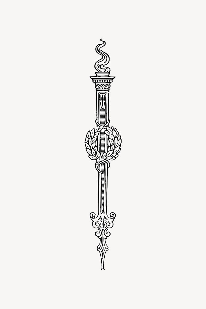 Torch ornament clipart, drawing illustration